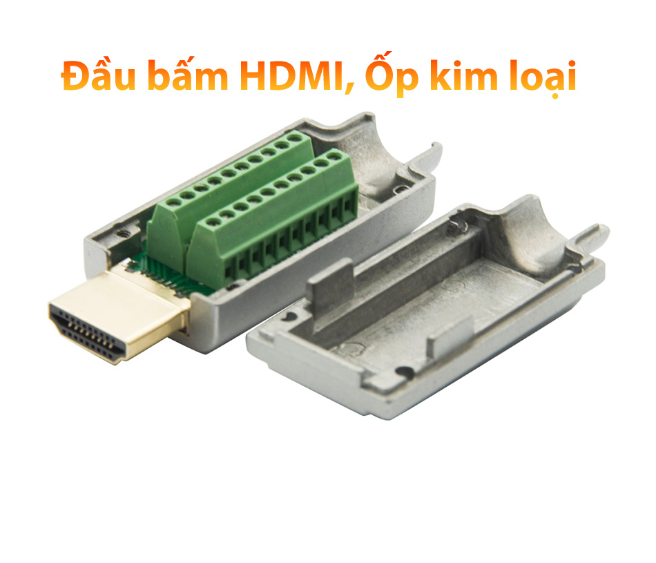 Đầu bấm cáp HDMI 1.4, HDMI 2.0 vỏ ốp kim loại