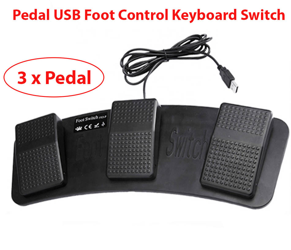 3 Pedal USB Foot Switch-bàn đạp dậm chân chụp ảnh máy siêu âm nội soi