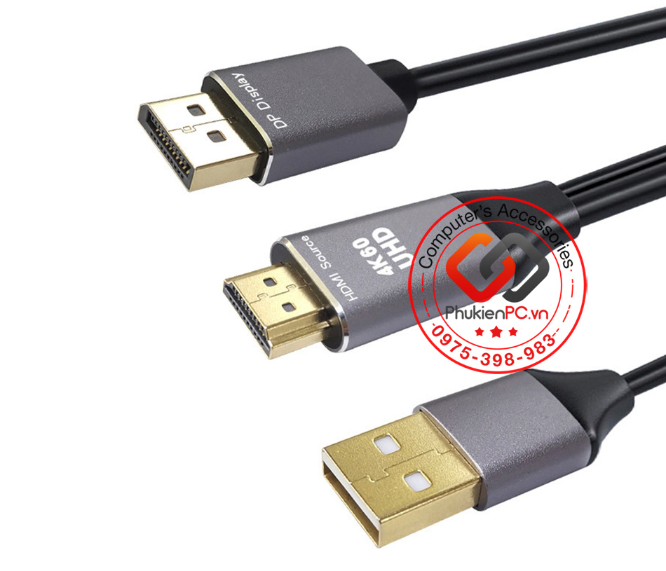 Cáp chuyển đổi HDMI sang Displayport 4K 60hz 2K120h 1080P 144hz dài 1.8M