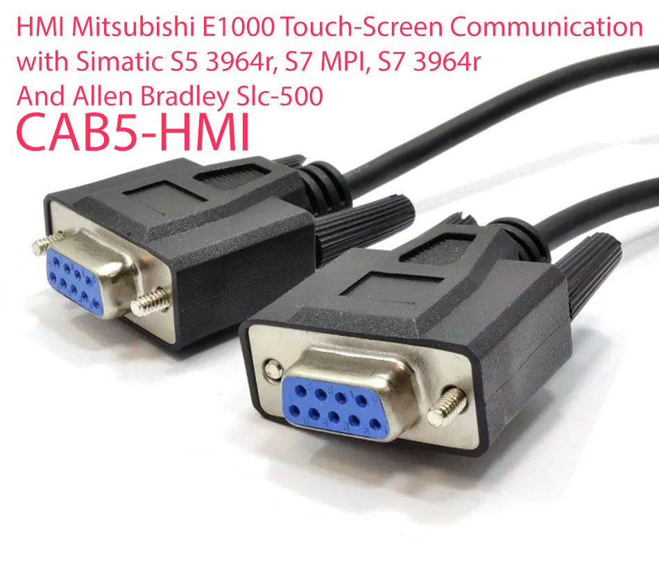 Cáp RS232c CAB5-HMI kết nối HMI Misubishi E Series SIMATIC S5 3964R, S7 MPI, S7 3964R & Allen Bradley SLC-500