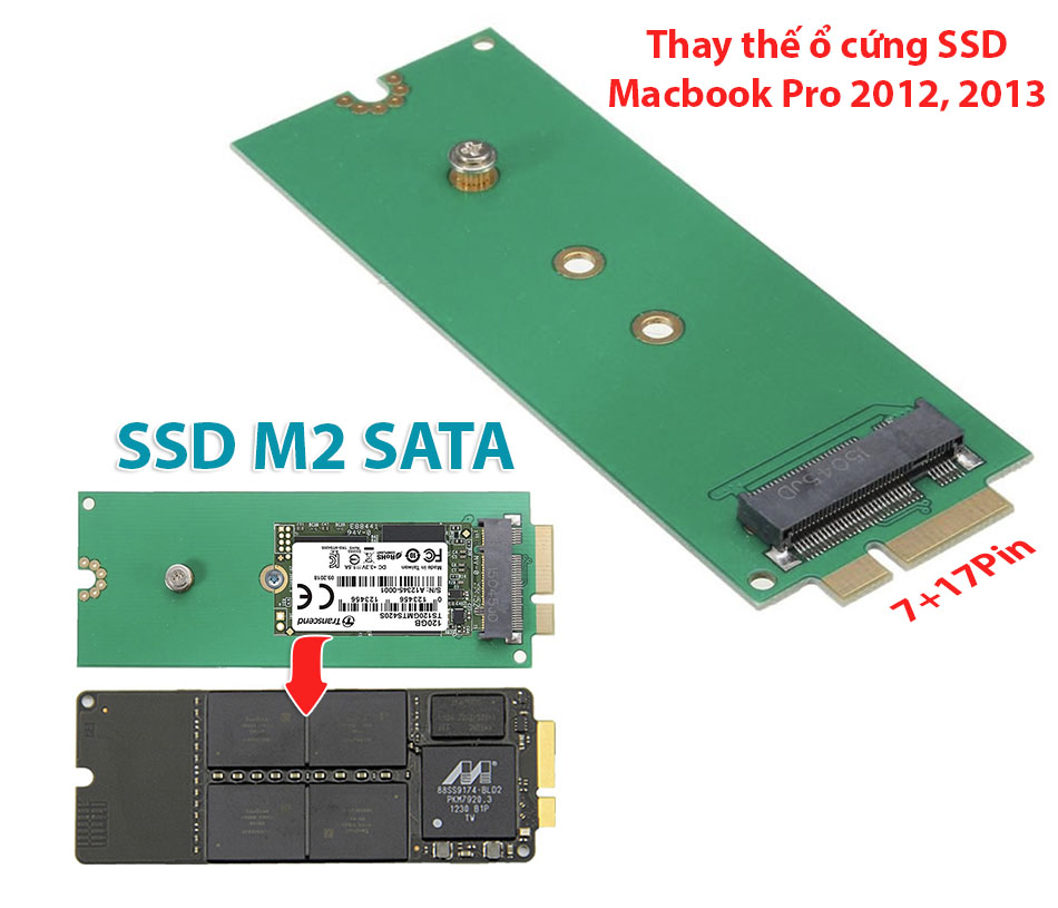 Adapter M2 SATA to 7+17pin SSD Macbook Pro 2012, 2013
