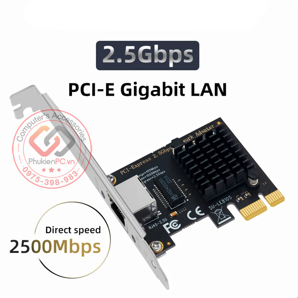Card mạng PCIe to LAN 1Gb chipset RTL8125BG