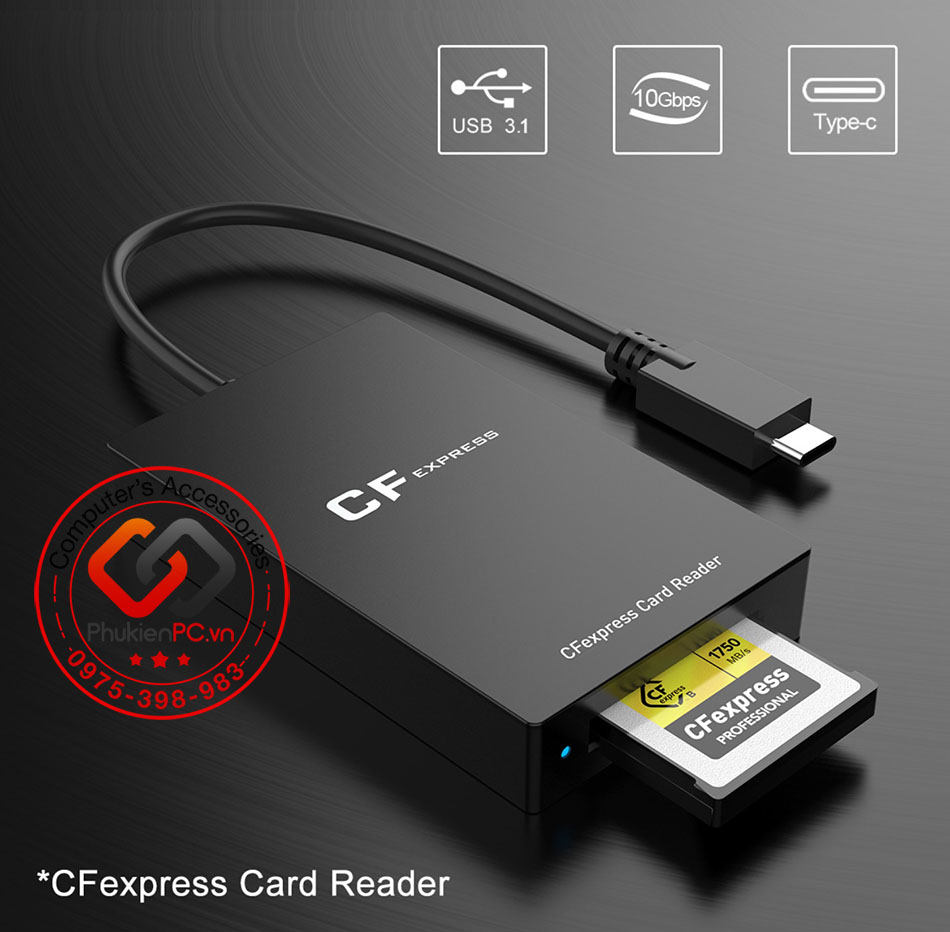 Đầu đọc thẻ nhớ CF Express Type-B tốc độ 10Gb USB 3.1 Type C GEN2 