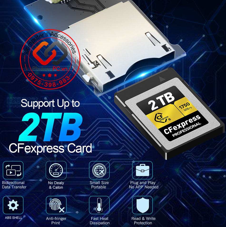 Đầu đọc thẻ nhớ CF Express Type-B tốc độ 10Gb USB 3.1 Type C GEN2 