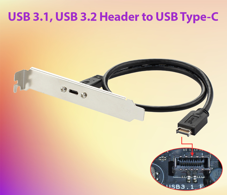 Cáp chuyển đổi USB 3.2, USB 3.1 Type E Header cắm main ra USB Type C