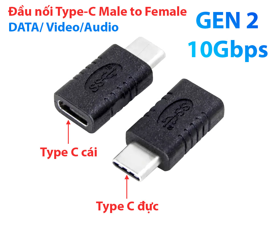 Đầu nối USB Type C đực-cái hỗ trợ sạc, video, audio. Bảo vệ chân cắm type-c trên thiết bị