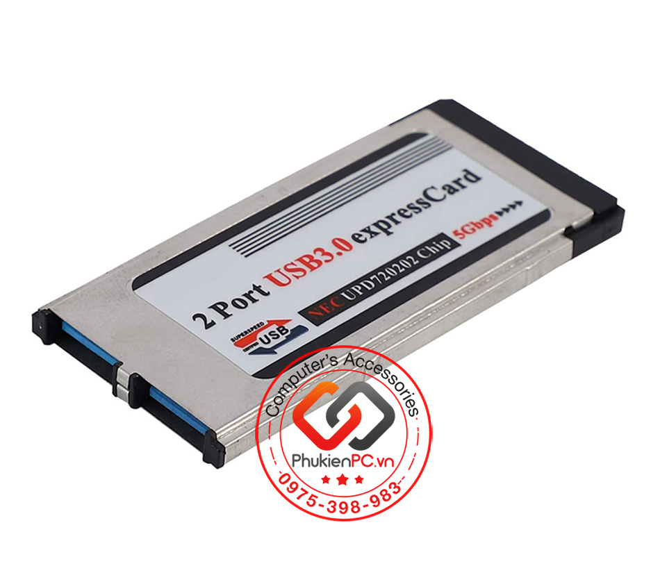 Expresscard 34mm ra 2 USB 3.0 chip NEC, mở rộng 2 cổng USB 3.0 cho laptop