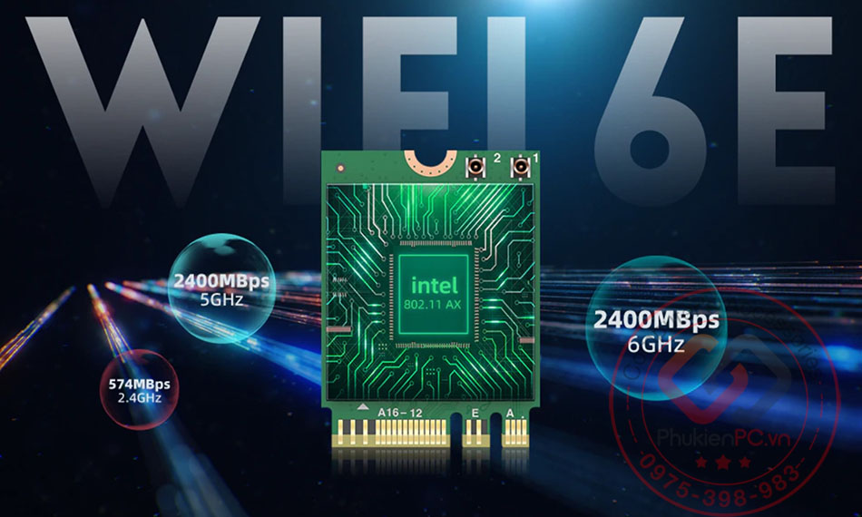 Card Wifi 6E/5G/2.4Ghz M.2 NGFF Intel AX210 tốc độ 2400Mbps
