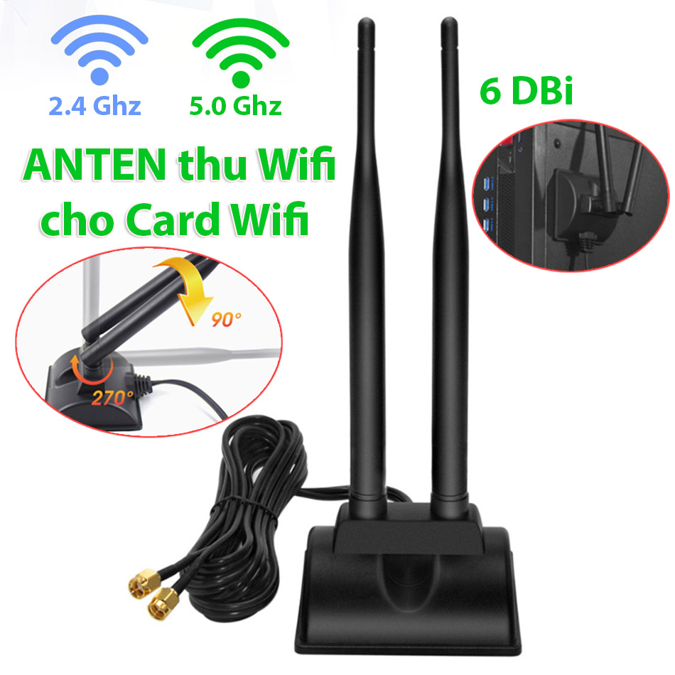 Anten kép 6 Dbi tăng tốc mạng wifi cho máy tính PC, Card Wifi