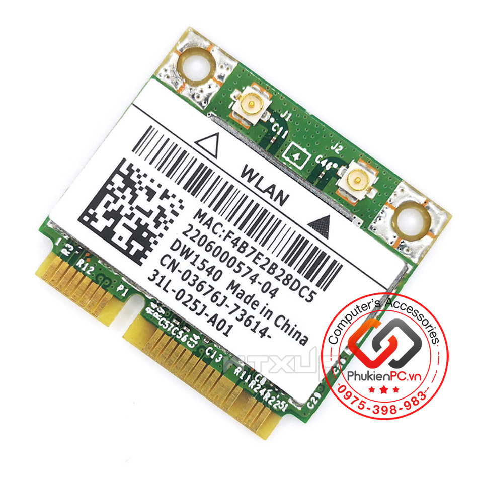 Card mạng Wifi Mini PCIe BCM943228 DW1540 2.4G/5G tốc độ 300Mbps