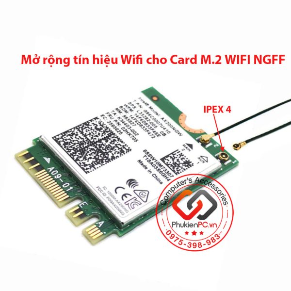 Zerone Mini PCI WiFi 2x Câbles IPEX4 Vers RP-SMA Mâle 31cm - NGFF M.2