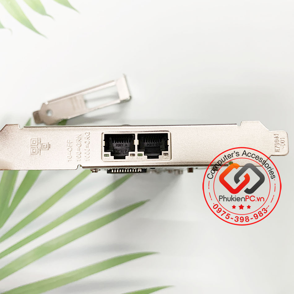 Card mạng PCIe 4x to 2 Gigabit Ethernet intel i350-T2 cho PC, server, máy chủ