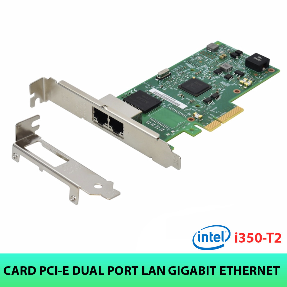 Card mạng PCIe 4x to 2 Gigabit Ethernet intel i350-T2 cho PC, server, máy chủ