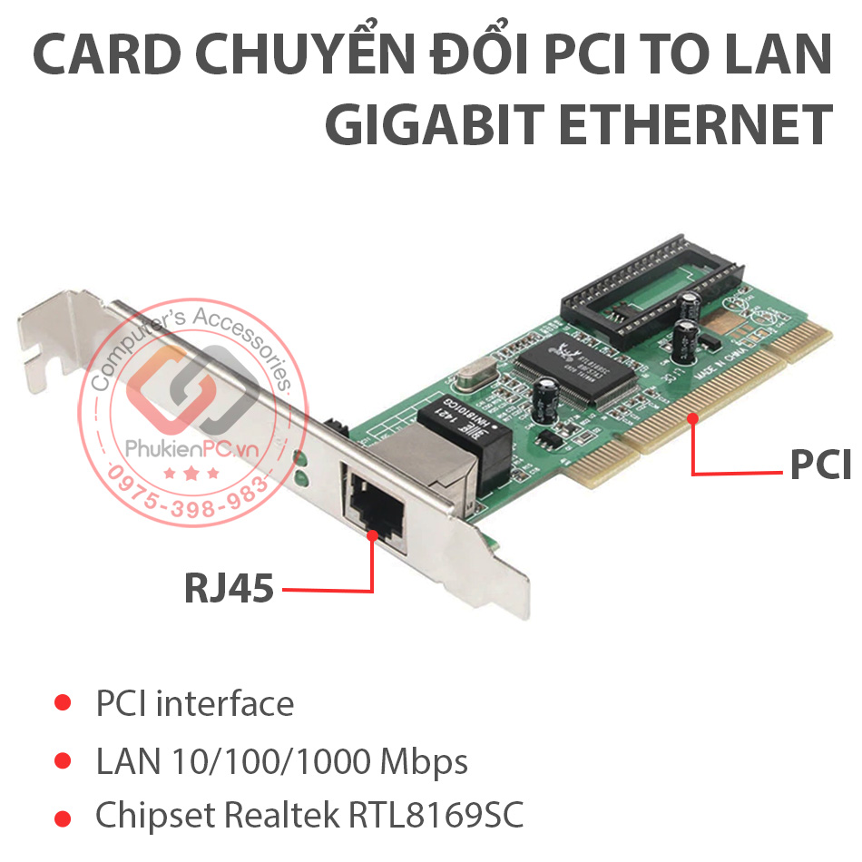 Card PCI sang LAN Gigabit Ethernet 10/100/1000 Mbps