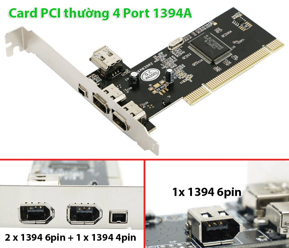 Card PCI Firewire 3 Port 1394A 6Pin, 1 Port 1394 4pin