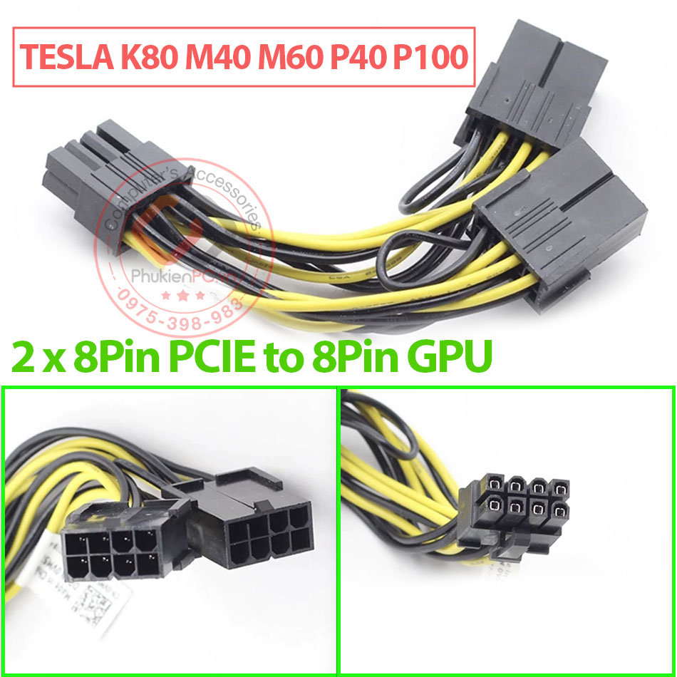 Dây cáp Dual 8PIN PCIE to 8PIN GPU NVIDIA TESLA K80 M40 M60 P40 P100