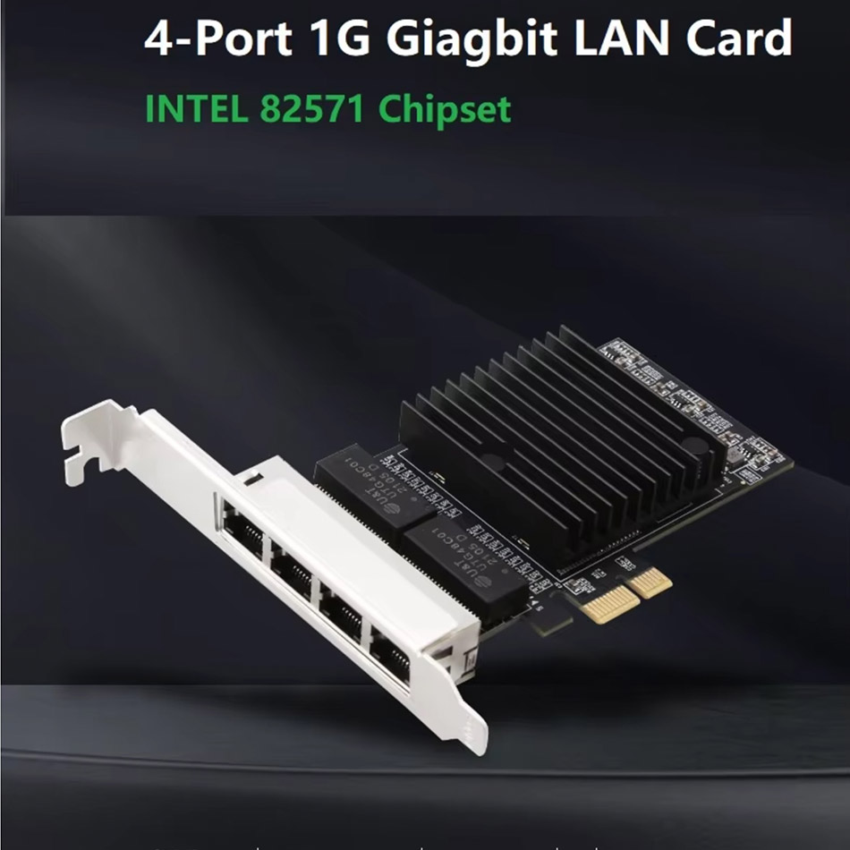 Card mạng PCIe to Quad 4 LAN Gigabits Ethernet intel 82571 cho PC, Server