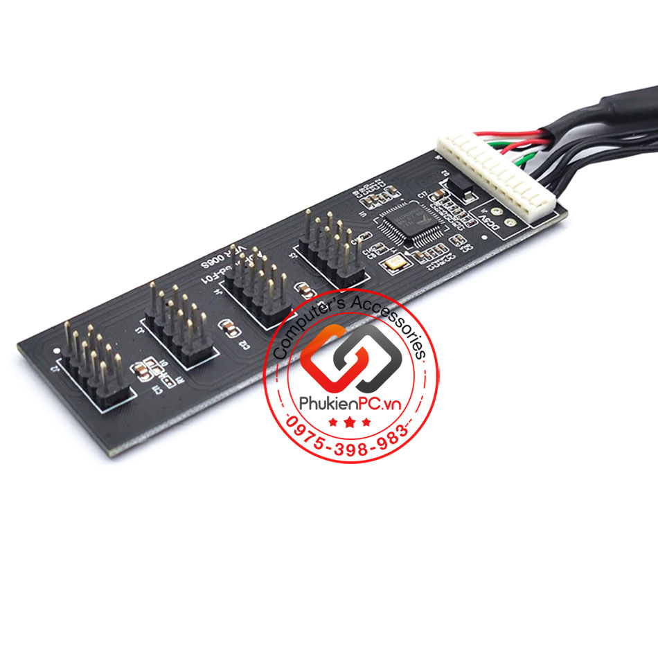 Bộ chia cổng USB 9Pin trên Mainboard 1 ra 4 kèm nguồn bổ sung cho FAN LED RGB