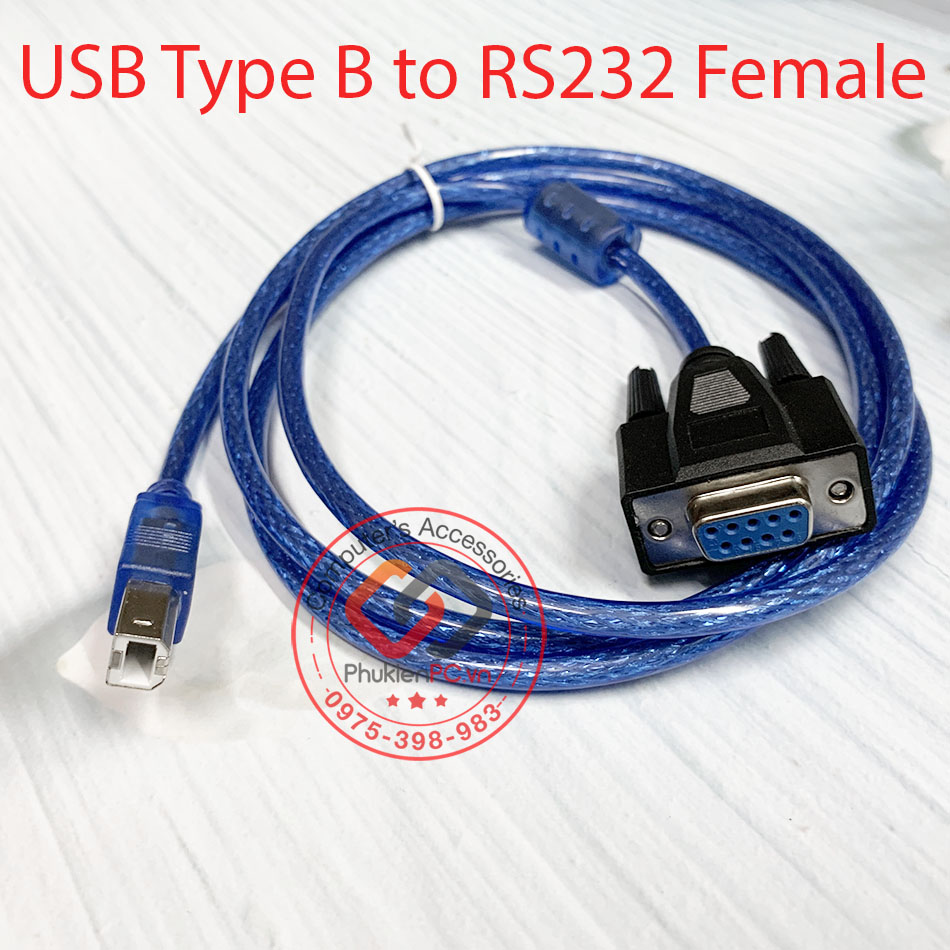Dây cáp USB Type B to RS232 Female cho máy in, máy đếm tần số