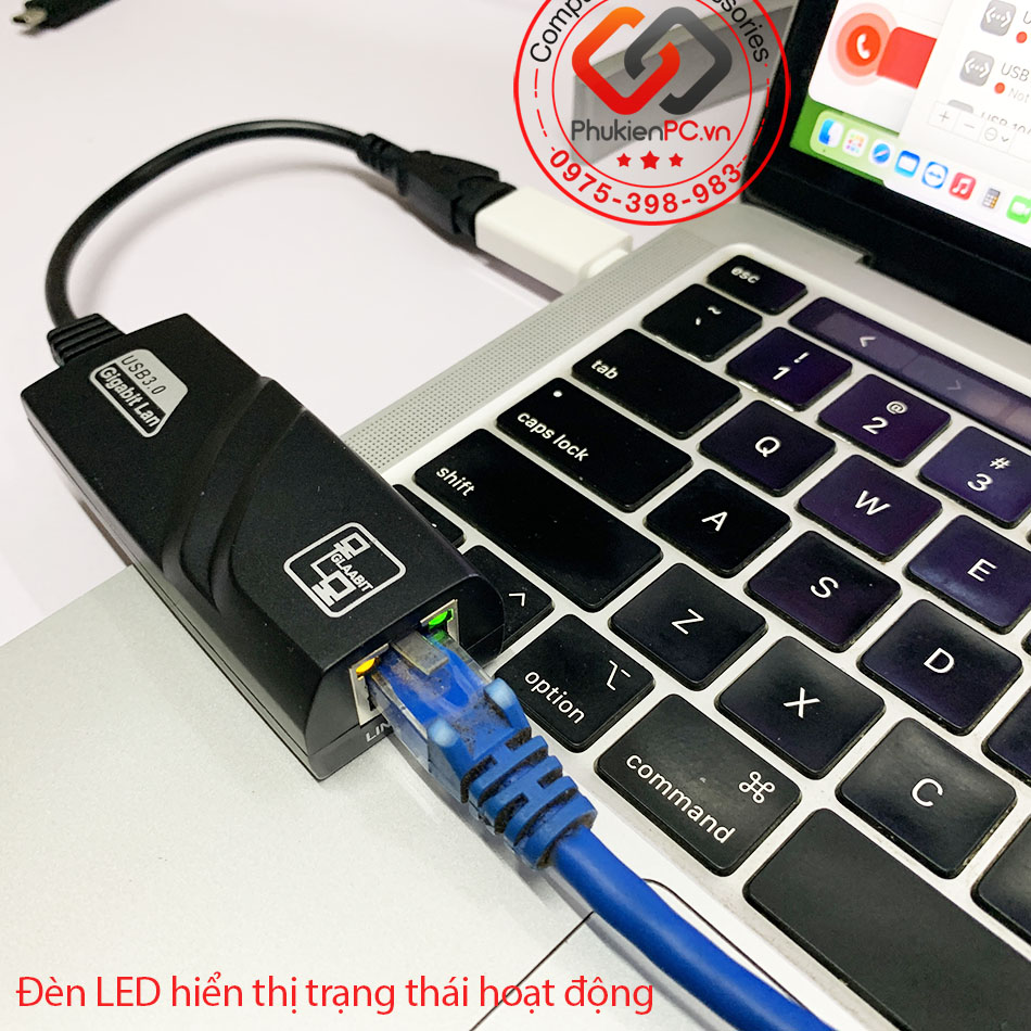 Cáp USB sang LAN Ethernet 100 Mbps tự nhận driver cho Macbook, Laptop, PC