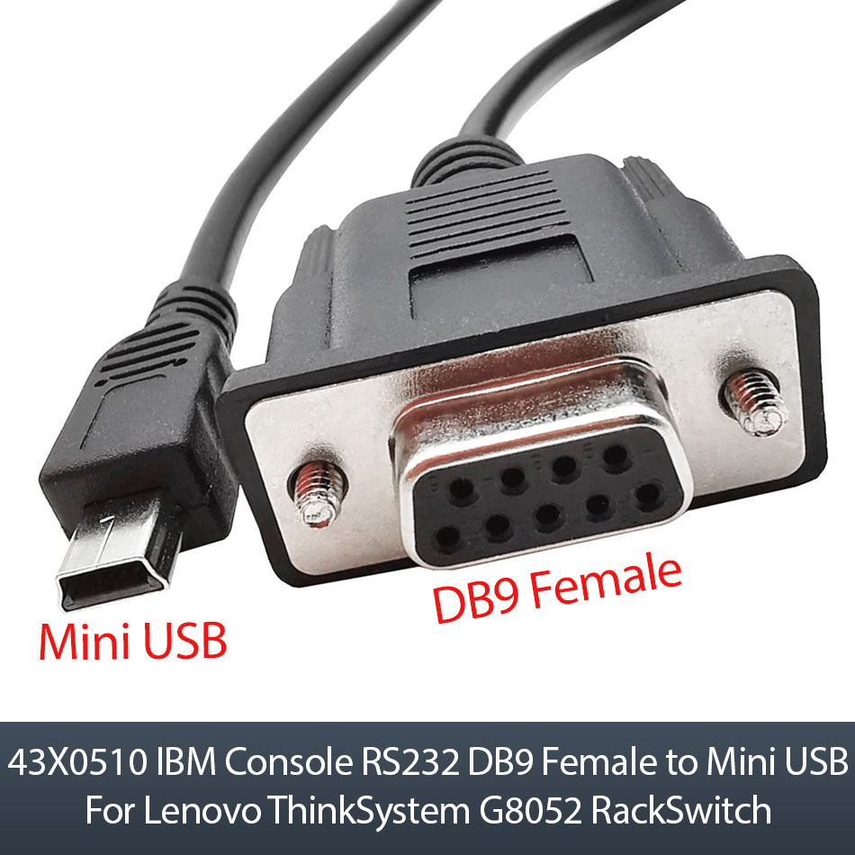 Dây cáp Console RS232 DB9 Female to Mini USB 43X051 For Lenovo ThinkSystem G8052 RackSwitch