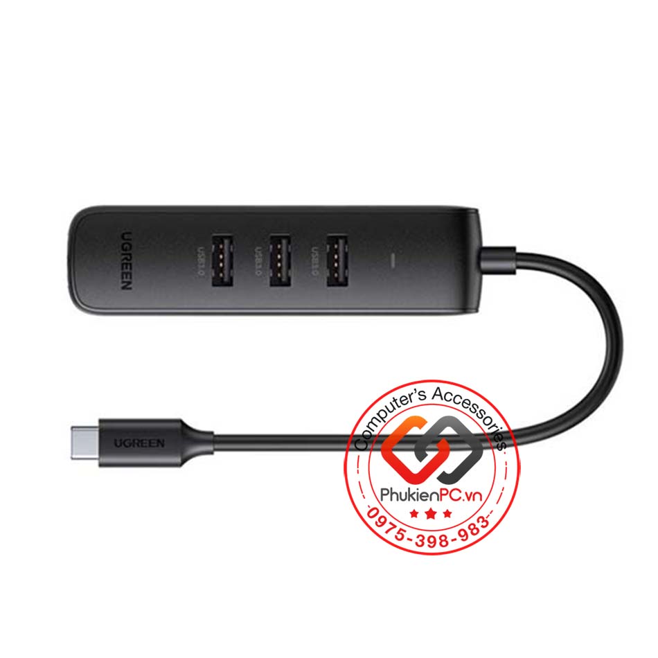 Hub USB-C ra 3 cổng USB 3.0, LAN 100 Mbps Ugreen chính hãng