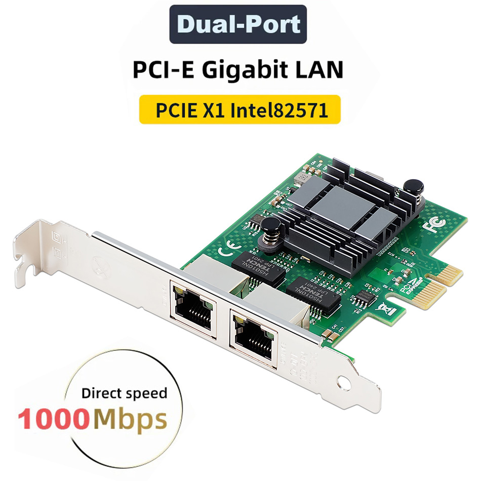 Card mạng PCIe x1  to Dual 2 Port LAN Gigabits Ethernet intel 82571