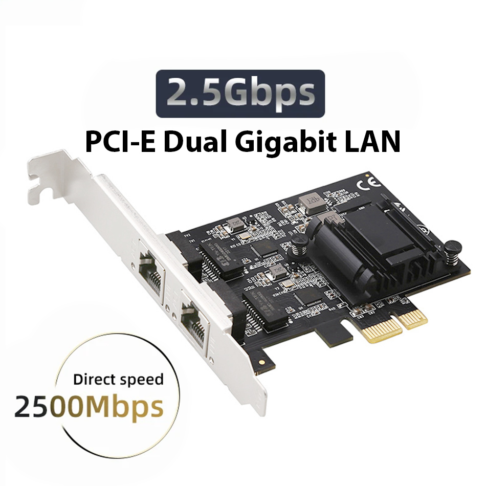 Card mạng PCIe 1x to 2 Port LAN Ethernet 2.5 GBe