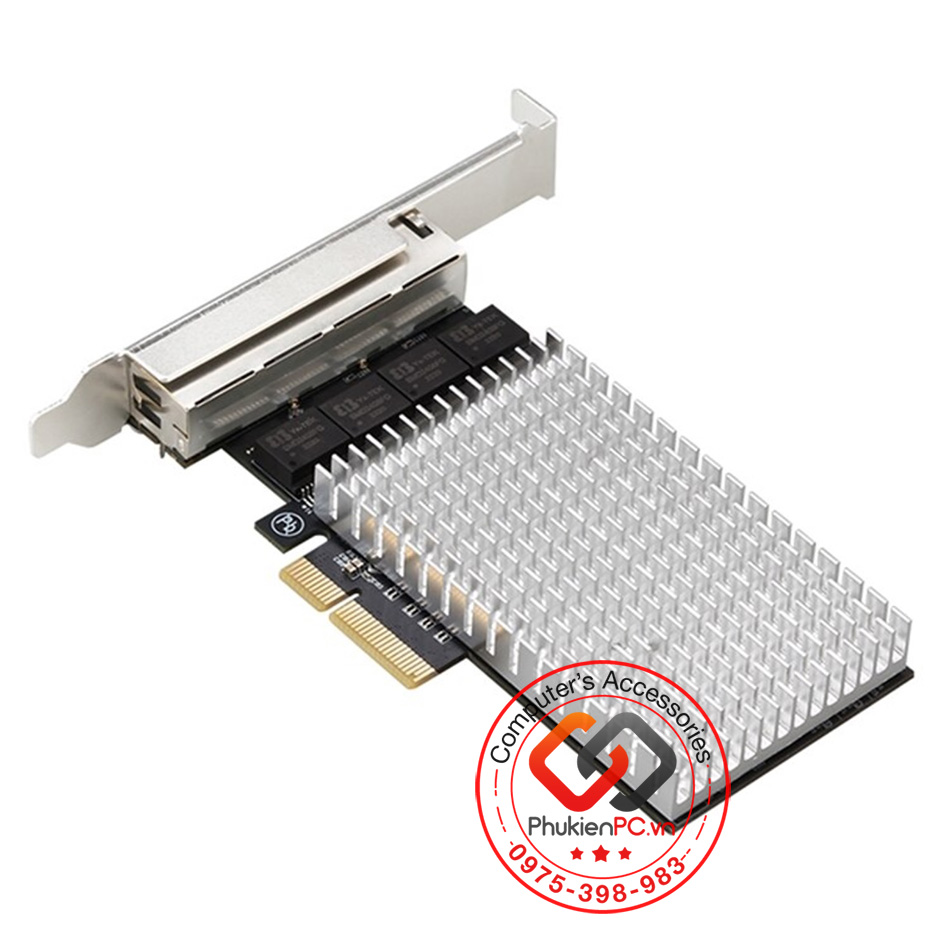 Card mạng PCIe 4x to 4 Port LAN Ethernet 2.5 GBe cho PC, server, máy tính công nghiệp