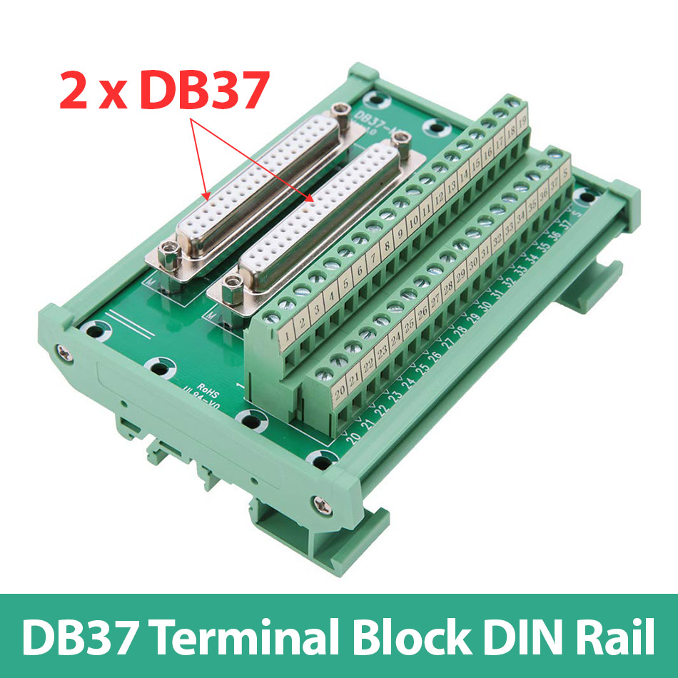 Đầu nối Dual DB37 Female Terminal Block DIN Rail cài thanh ray