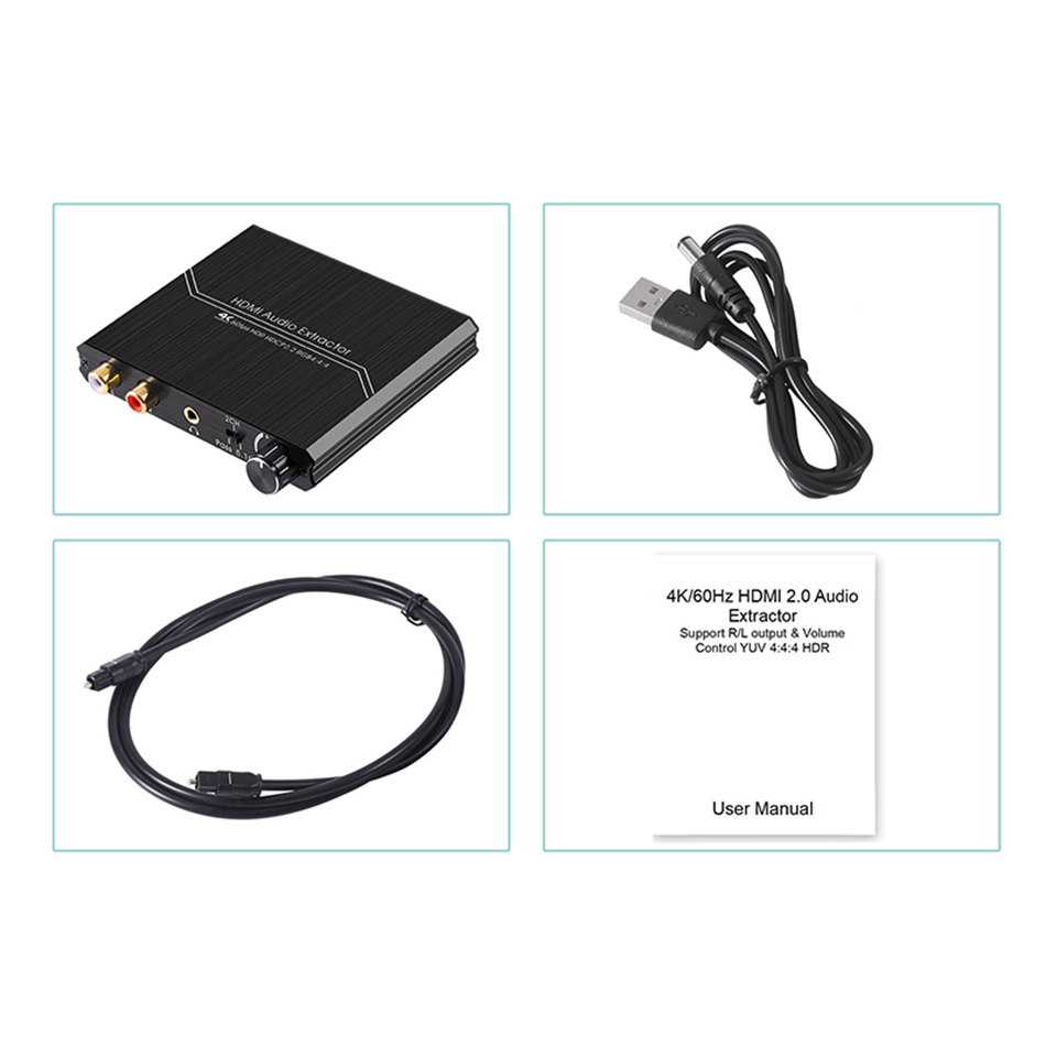 Bộ tách âm thanh HDMI sang HDMI 4K Audio R/L 3.5mm, quang Optical