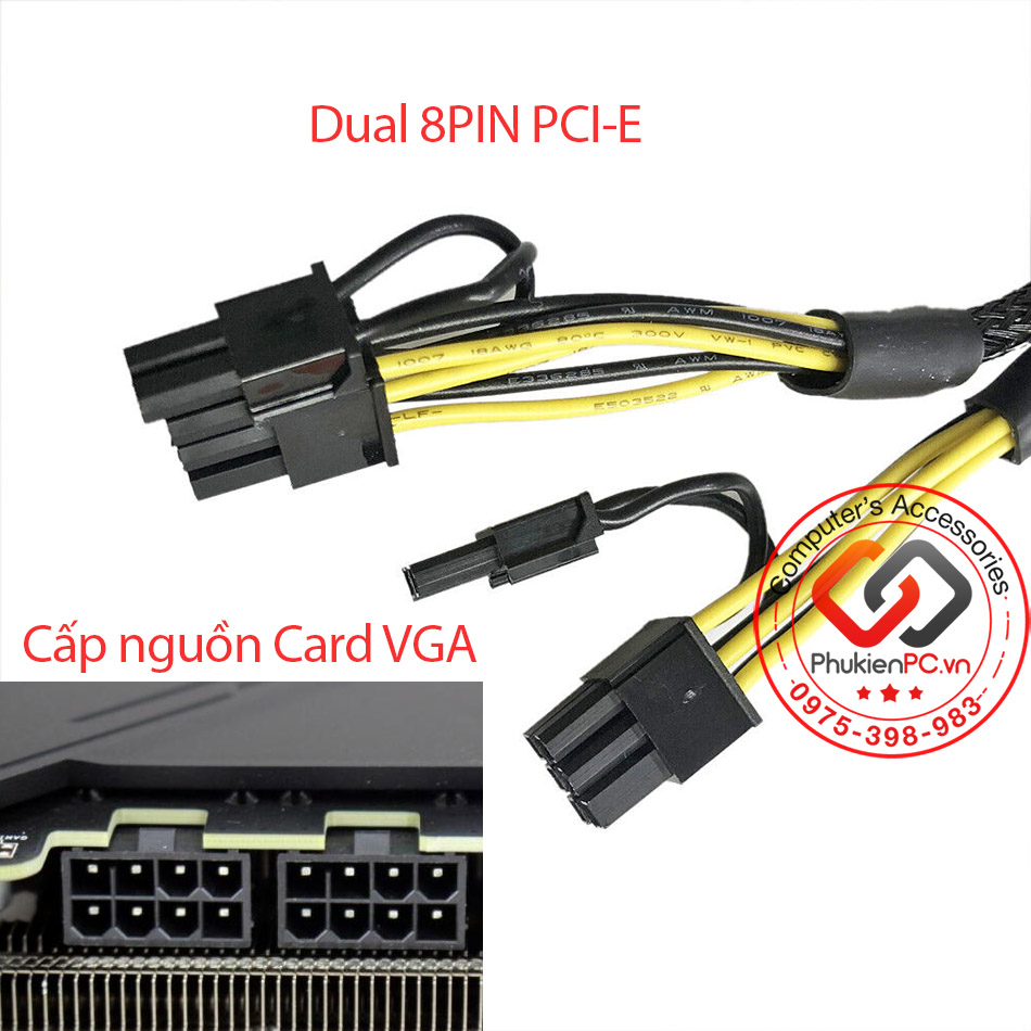 Cáp nguồn 8pin to 8+6pin Power Cable for DELL PowerEdge R720XD GPU Video card 35cm
