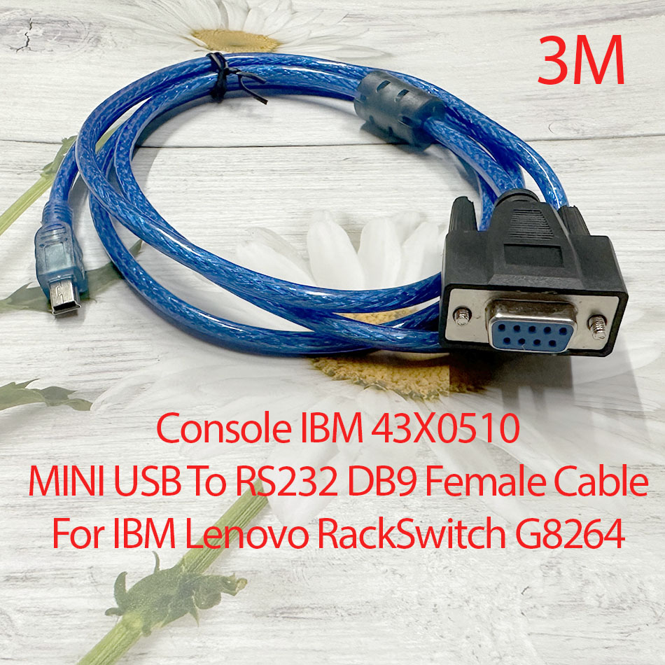 Dây cáp Console RS232 DB9 Female to Mini USB 43X051 For Lenovo RackSwitch G8264 dài 3M