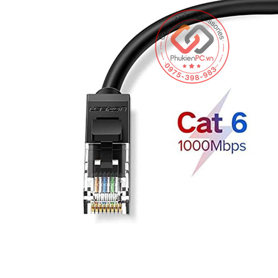 Dây mạng CAT6 UTP Ugreen 20161 chính hãng, dài 3M. tốc độ 1000Mbps (1Gb/s)
