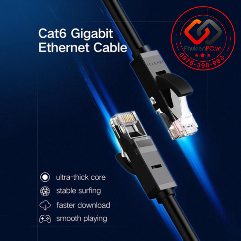 Dây mạng CAT6 UTP dài 2M chính hãng Ugreen 20160. Kết nối mạng LAN RJ45 tốc độ 1000Mbps