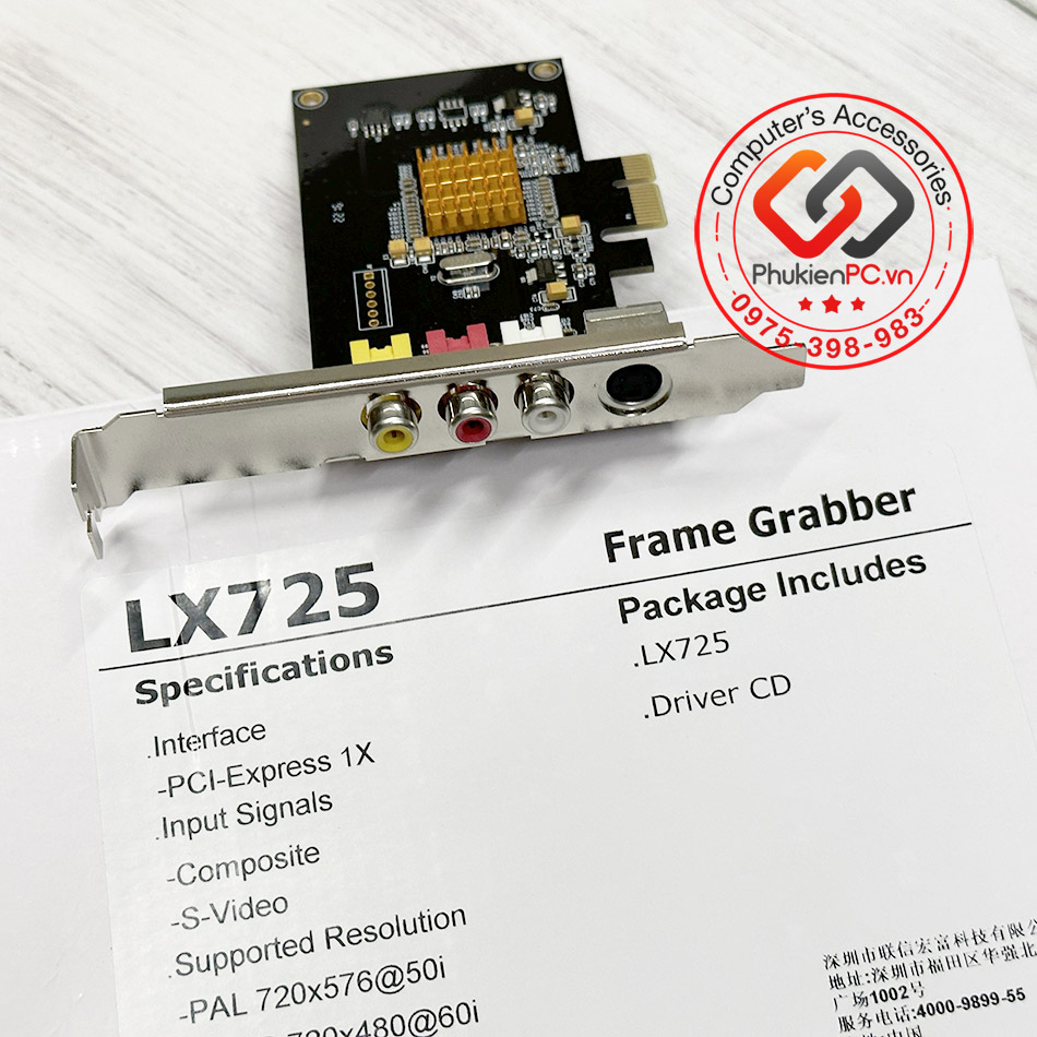 Card Capture PCI-E to RCA AV, S-Video, ghi hình máy siêu âm, nội soi y tế hỗ trợ SDK Lianxinhongfu LX725