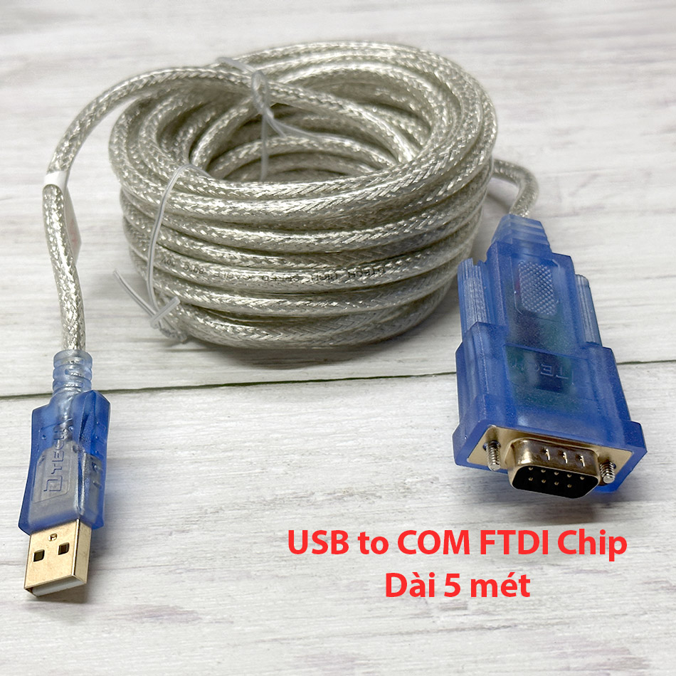 Cáp USB to RS232 FTDI chip dài 5M thương hiệu Dtech DT-5051