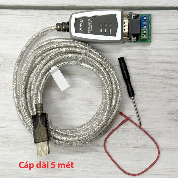 Cáp USB sang RS422 RS485 dài 5M có đèn LED, thương hiệu DTECH DT-5519