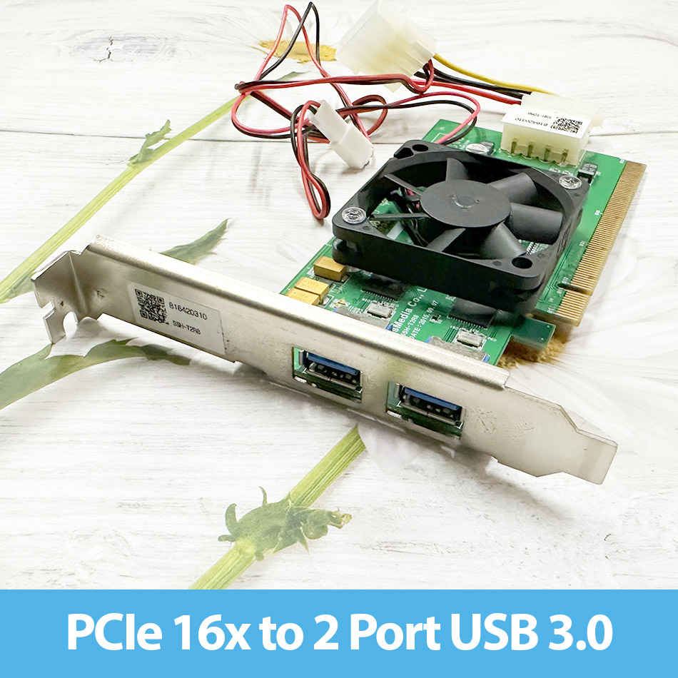 Card mở rộng PCIe 16x ra 2 USB 3.0 Chip Ti chất lượng cao, kèm FAN tản nhiệt