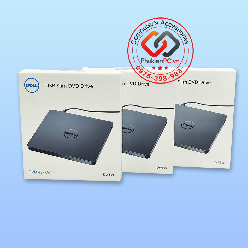 Ổ đĩa quang cắm ngoài Dell USB Slim DVD RW - DW316 cho PC, Laptop, ,Macbook