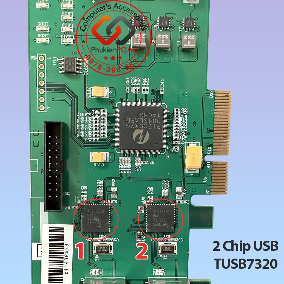 Card chuyển đổi PCI-E 4x ra 2 USB 3.0 Full Speed Chip Ti chất lượng cao
