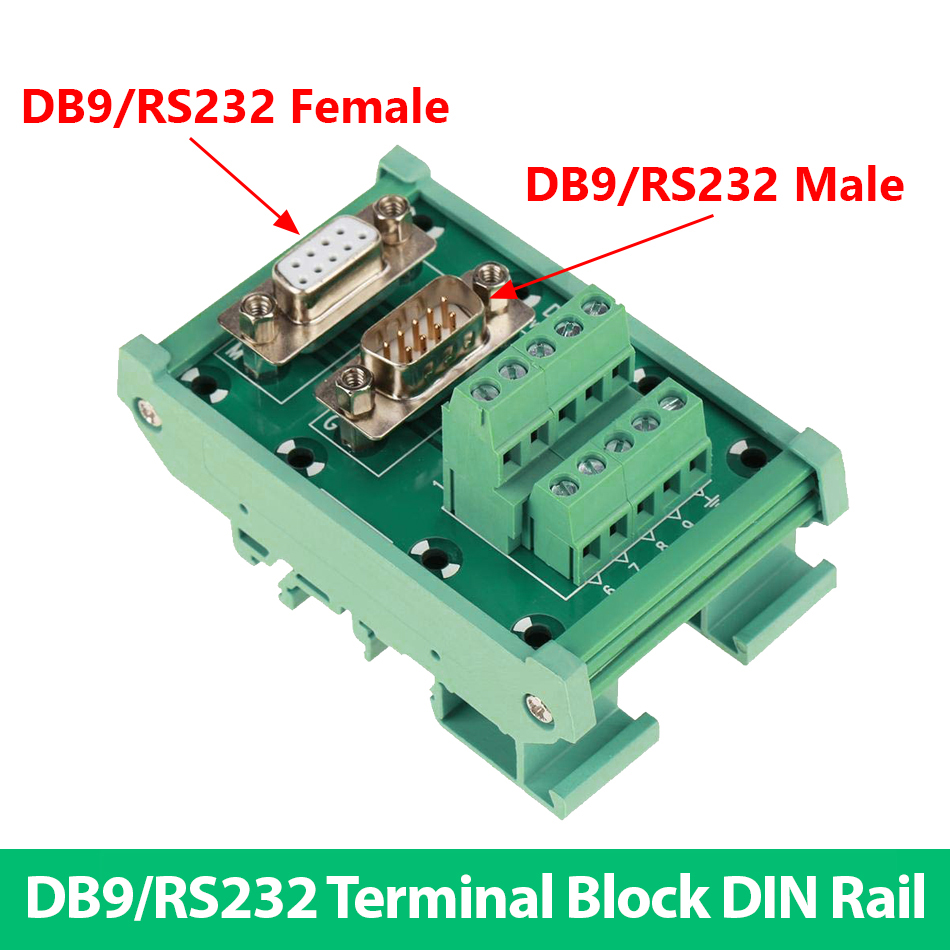 Đầu nối Dual Port RS232 DB9-MG6 Male, Female Terminal Block DIN Rail chân Đực, Cái, cài thanh ray