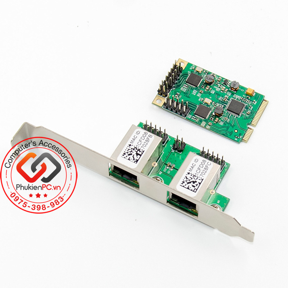Card Mini PCIe to Dual Port LAN Ethernet Gigabit 100/1000 Mbps