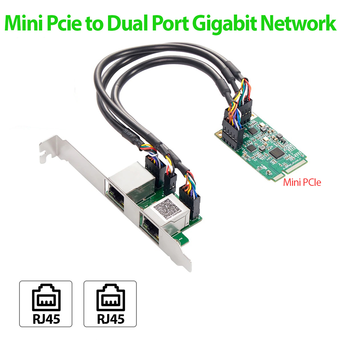 Card Mini PCIe to Dual Port LAN Ethernet Gigabit 100/1000 Mbps