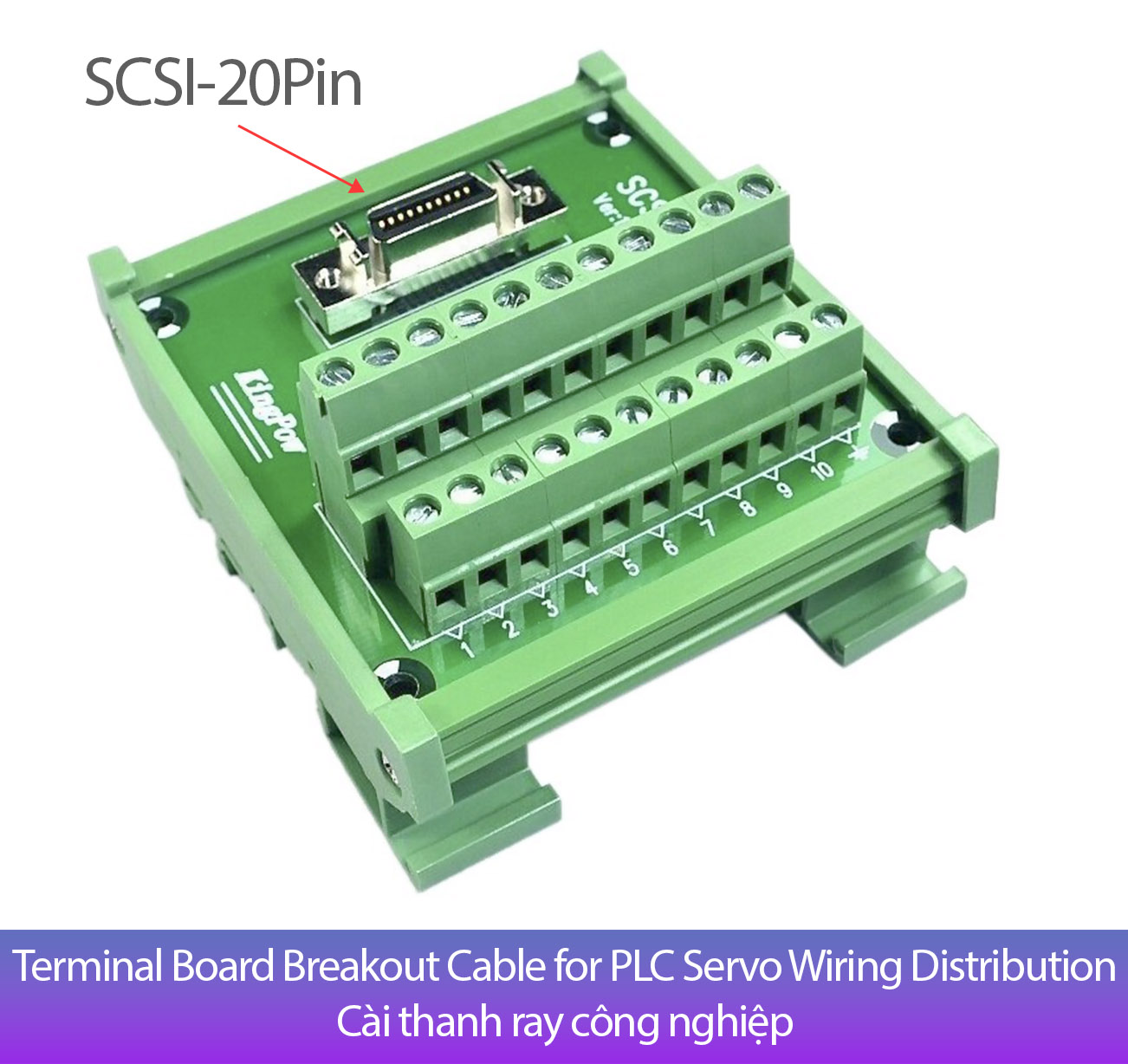 Đầu nối SCSI-20P Terminal Block Board cho Servo PLC cài thanh ray