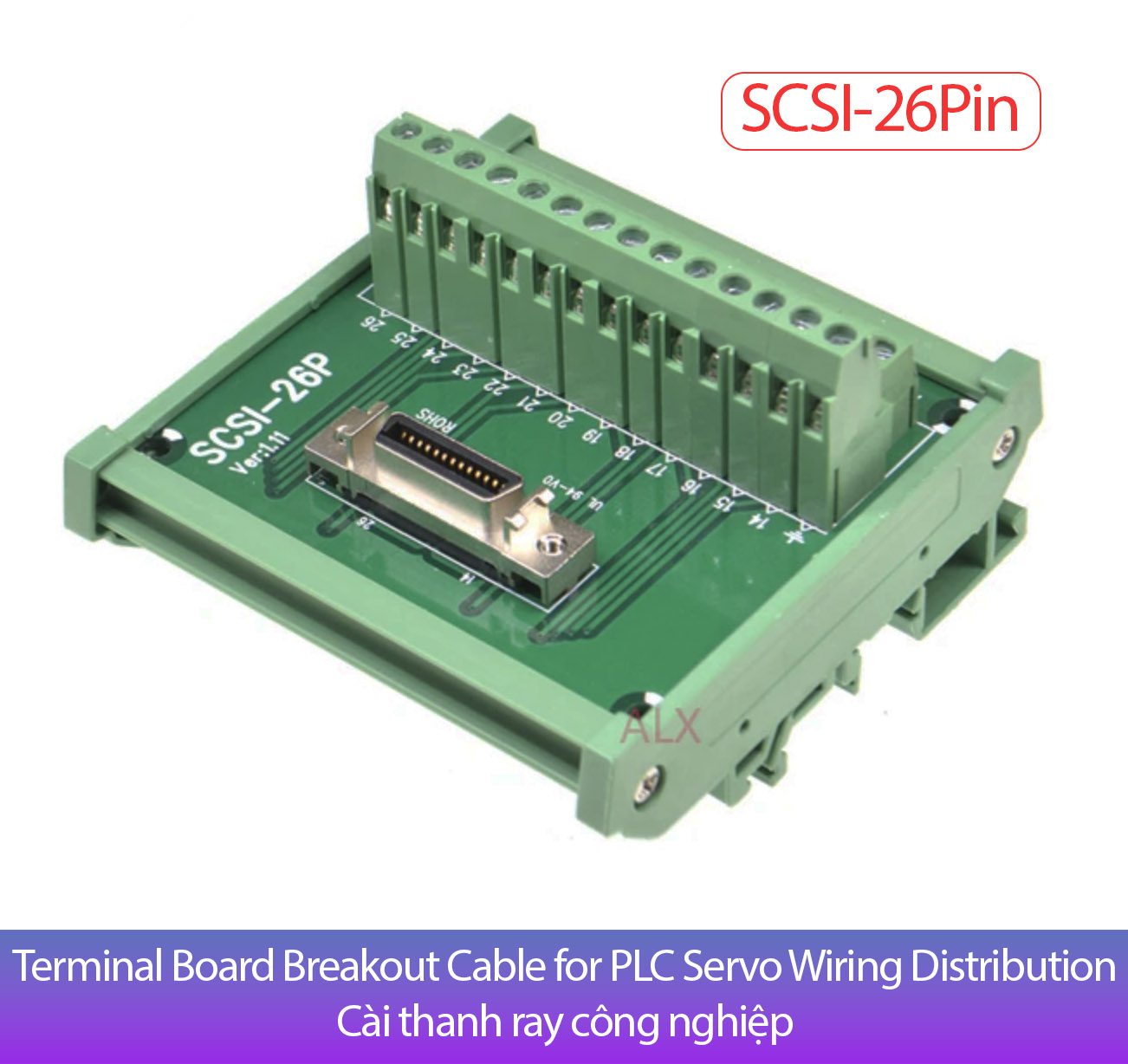 Đầu nối SCSI-26P Terminal Block Board cho Servo PLC cài thanh ray