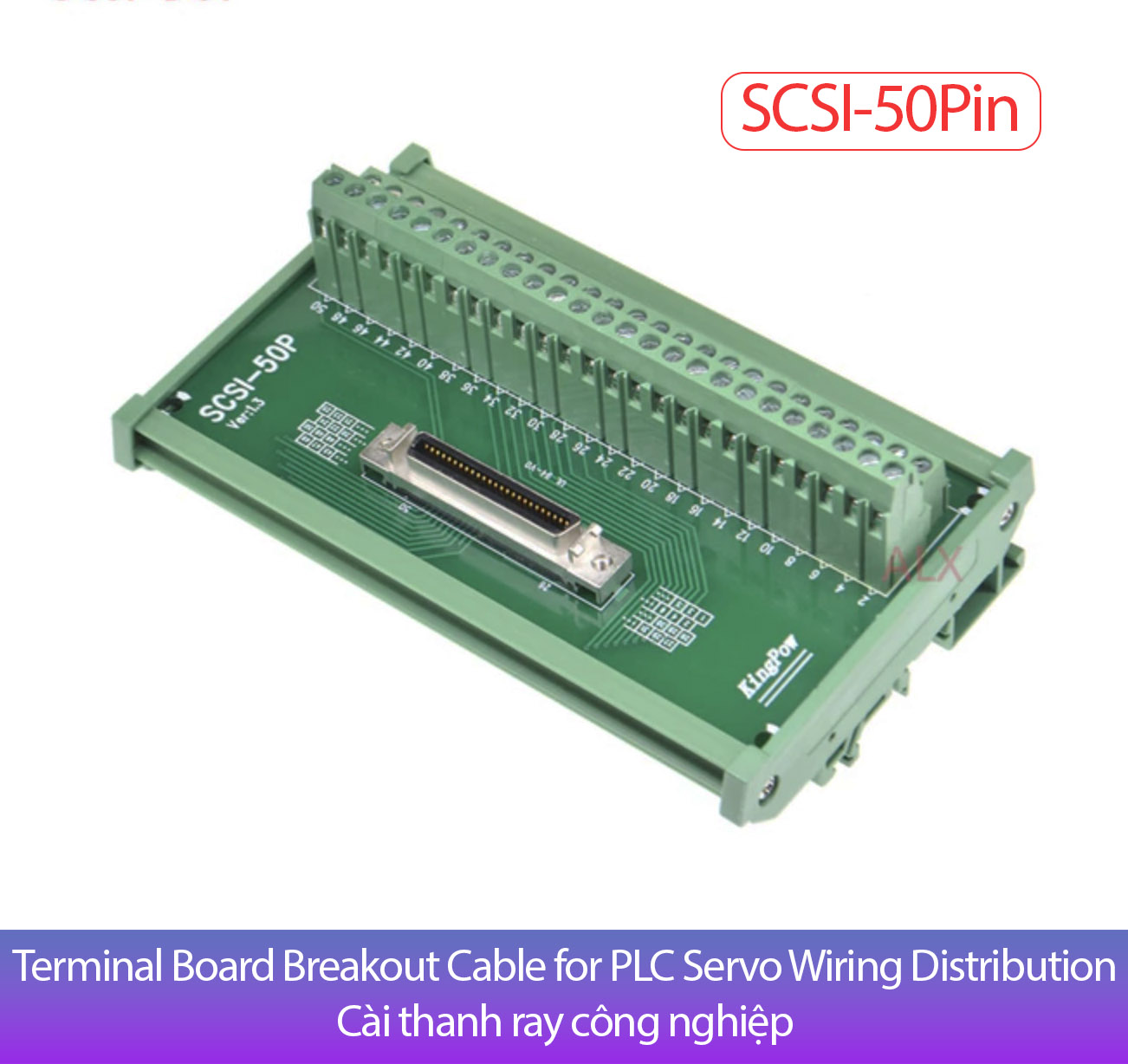 Đầu nối SCSI-50P Terminal Block Board cho Servo PLC cài thanh ray