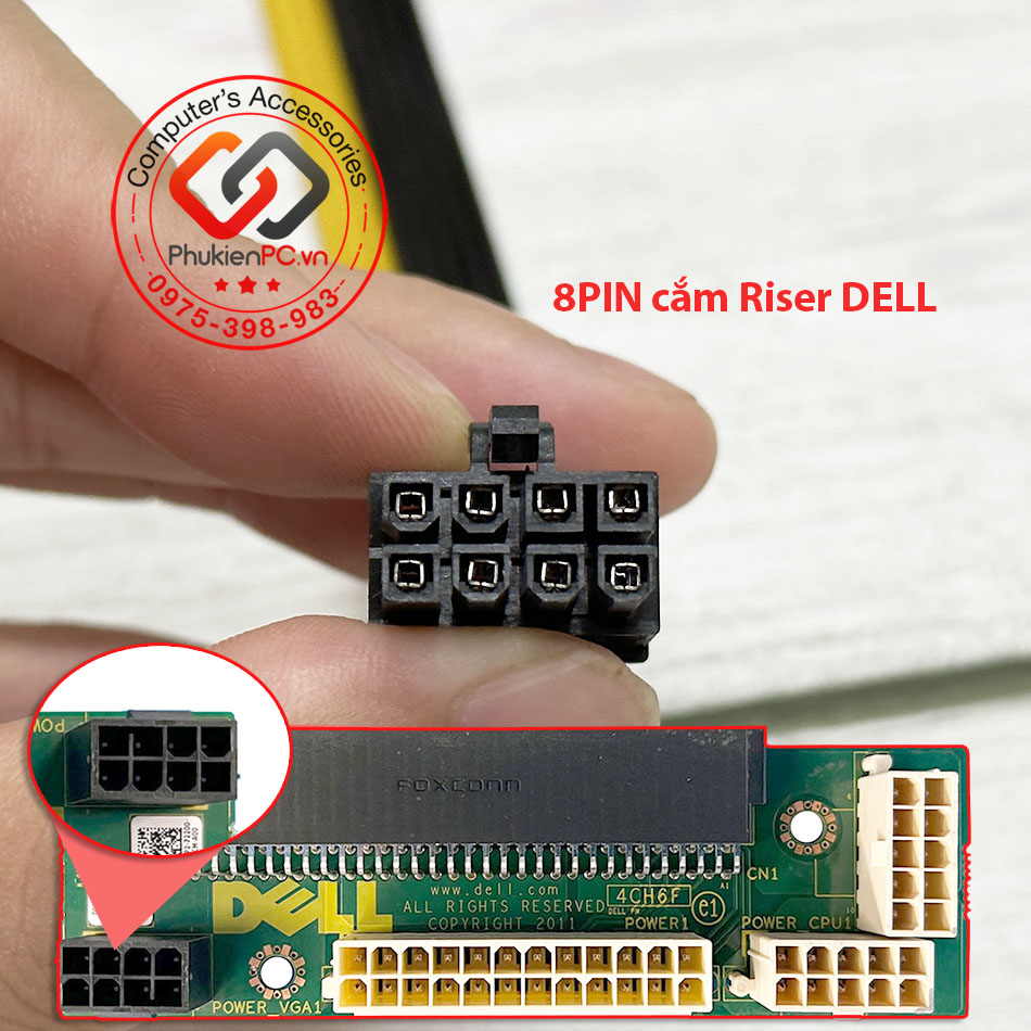 Cáp 8PIN Riser ra 2 cổng 8PIN Card VGA cho DELL Precision T5610 T5810 T7810 T7910