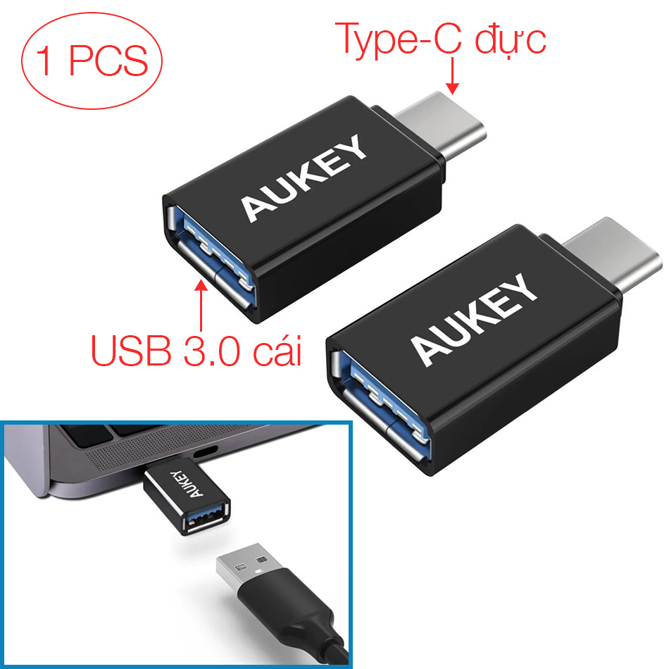 Đầu chuyển USB-C sang USB 3.0 chân cái AUKEY CB-A1
