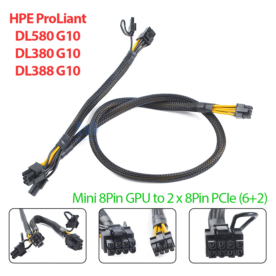 Dây cáp nguồn Mini 8Pin GPU to Dual 8PIN PCIE VGA HPE ProLiant DL580G10, DL380G10, DL388G10
